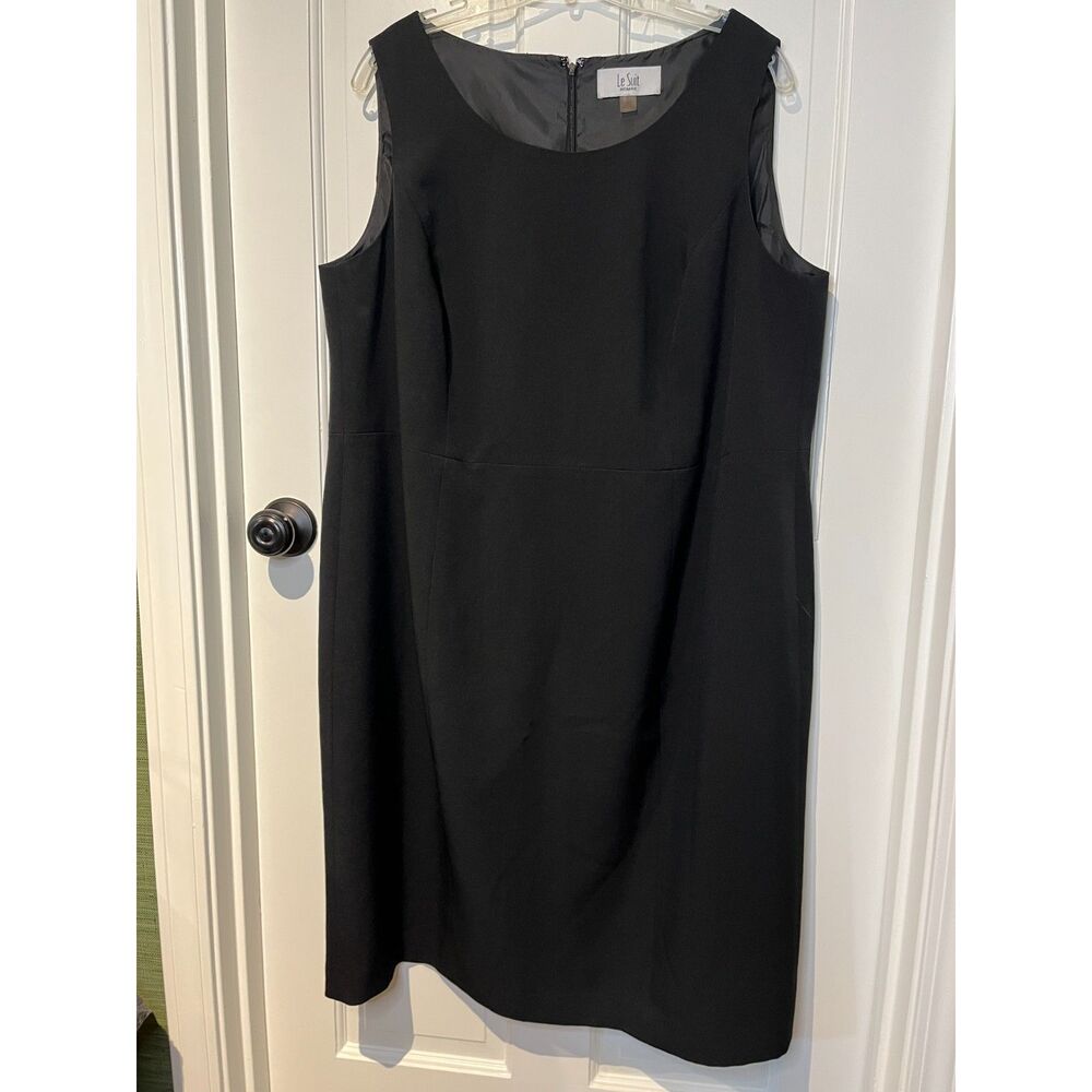 Le Suit Woman 18W Black Sheath Dress Sleeveless Plus Size Career Office